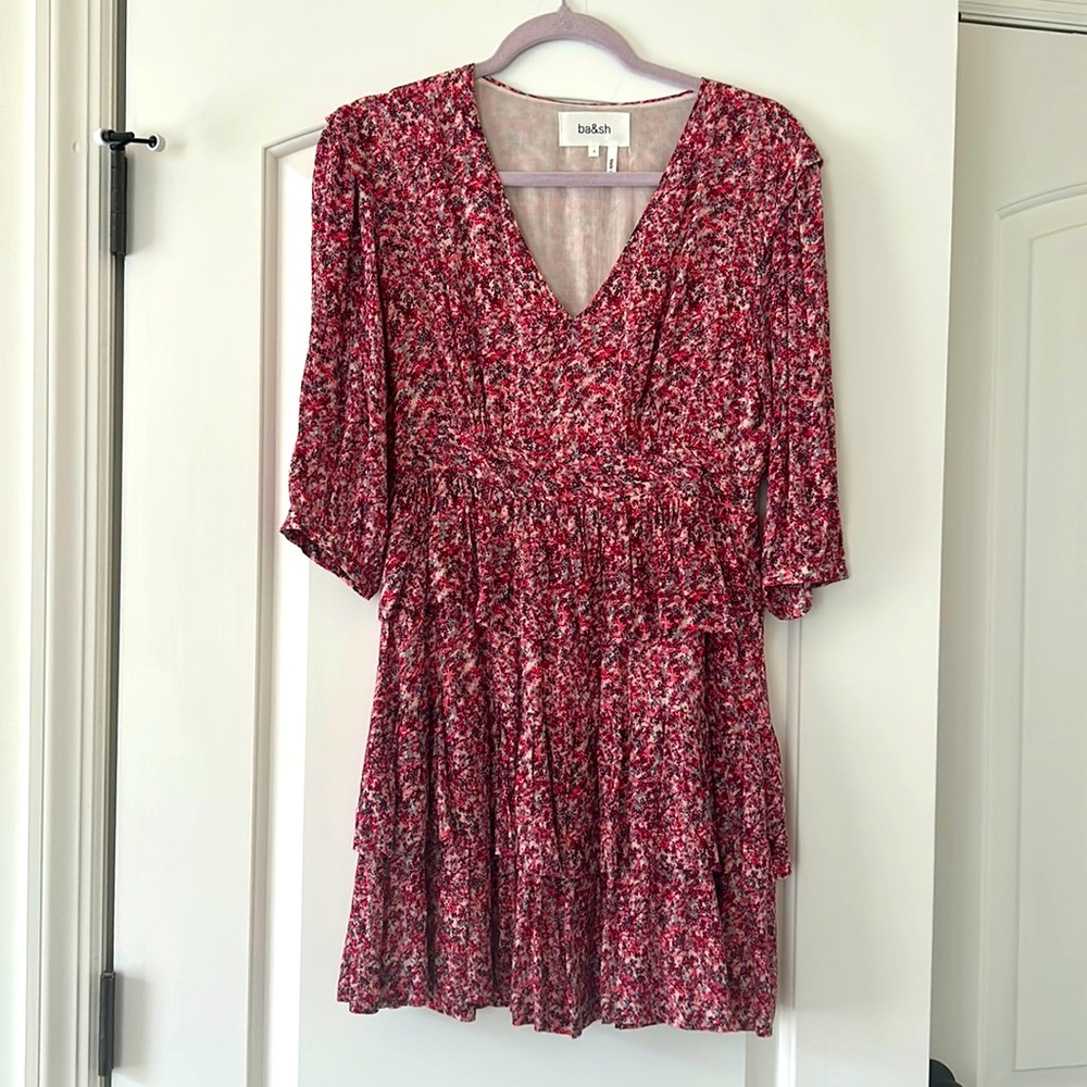ba&sh Red Floral Mini Dress